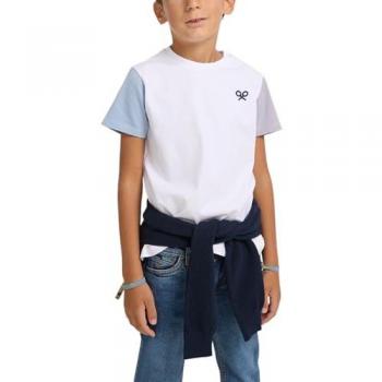 Camiseta de niño blanca con mangas de colores a contraste