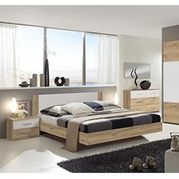 Chambre adulte 160 x 200 cm chêne poutre/blanc