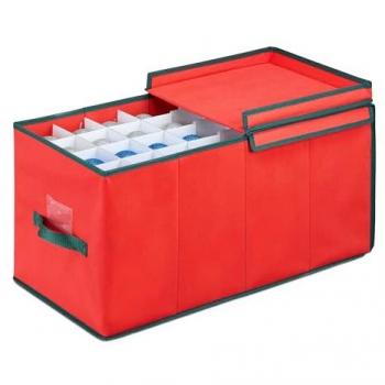 Scatola per Addobbi Natalizi, 128 Scomparti, 30x30x60 cm, Rosso Verde