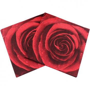 Disposable Red Rose Napkins for Valentine's Day