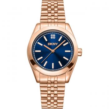 DKNY Nolita Midi 32mm Woman's Unisex Watch – Rose Gold / Night Blue Mineral