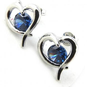 Designer Silver Blue 'Love' Earrings