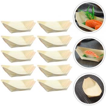 50Pcs Wooden Snack Serving Boats