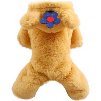 XL Funny Bear Dog Jumpsuit with Flower Design and Warm Lining