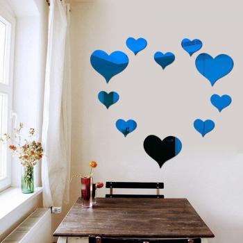 10pcs DIY 3D Mirror Heart Wall Decals