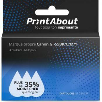 Canon GI‑55 Kompatible Patronen‑Packung – PrintAbout 4‑farbig (BK/CMY)