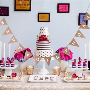 2.4M Linen Happy Birthday Bunting