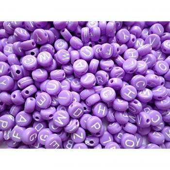 Set de 500 Bolitas alfabéticas moradas, 7 mm, artesanía