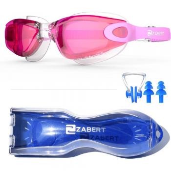 Profi Schwimmbrille ZABERT – Anti-Beschlag, UV400, Spiegel‑Linse, Triathlon‑Set