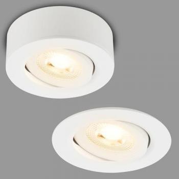 Briloner LED-Einbauleuchte Desi, weiß, Ø9cm, ein/aus, 3.000 K