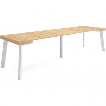 Table console extensible 300 mm, pour 14 personnes, pieds en bois chêne RF3106
