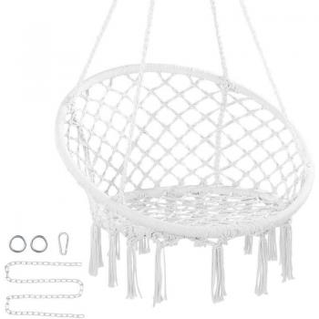 Dual-Style Balcony Swing Chair – 330 lb Macrame & Cotton