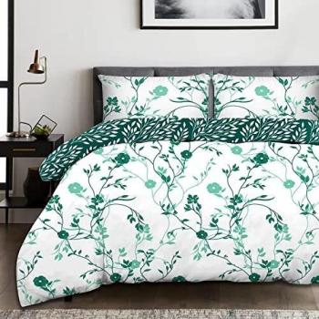Imperial Rooms King Size Duvet Cover Set (Green Flower)
