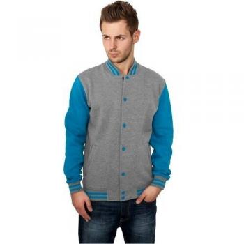 Urban Classics TB207 Herren 2-tone College Sweatjacket, Grau/Türkis