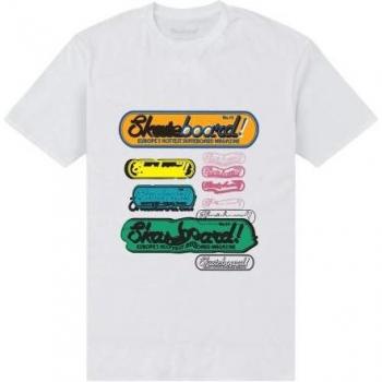 Skateboard Adult T-Shirt XL Wit met Magazijnlogo