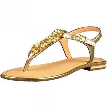 Geox D Sozy Plus E, Sandali Punta Aperta, Oro
