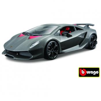 Bburago Modellauto Lamborghini Sesto Elemento (grau metallic), Maßstab 1:24, Originalgetreue Innenausstattung