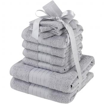 Dreamscene 10-Piece Egyptian Cotton Bathroom Towel Bale, Silver Grey