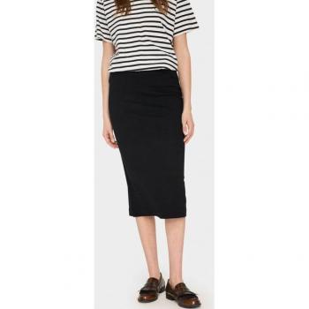 Saint Tropez Women's Ribbed Waist Black Midi Skirt (S)