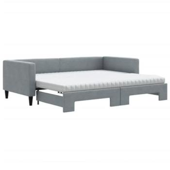 VidaXL Light Grey Daybed + Trundle – 90x190cm, Dual Mattress Set