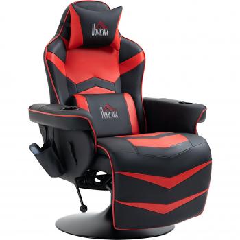 HOMCOM Gaming Chair Massaggio, Schiena Reclinable, P. Piedi
