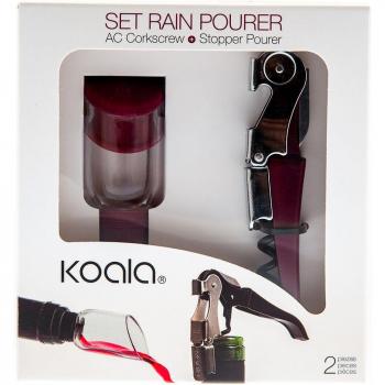 Set Accesorios Vino Koala 2 Piezas Metal Burdeos