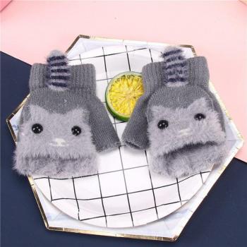 Children's Cartoon Winter Mittens with Half Finger Design 4-10Y