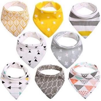 Bavoir Bébé Bandana 8 pcs Unisexe Bavette Coton Réglable