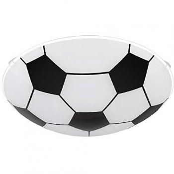 ETC-SHOP Kinderzimmer Deckenleuchte Fußball-Design, Glas, Schwarz-Weiß, Ø 25 cm