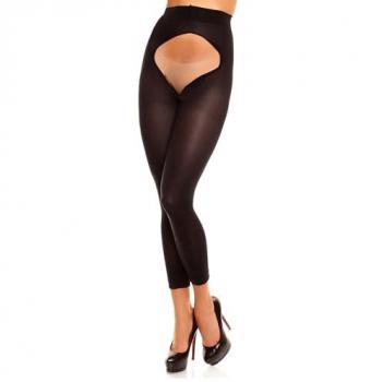 Feinstrumpfleggings Glamory „Breeze“ – 60 Denim‑Stil, Damen, Gr. 52 (54), Schwarz, Polyamid/Elasthan, Unifarben, elastisch, Plus‑Size, Ouvert