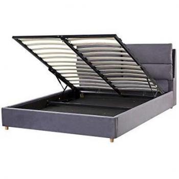 Lit Double Batilly 140 x 200 cm en Velours Gris