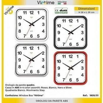Orologio da parete quadrato 26x26 cm nero