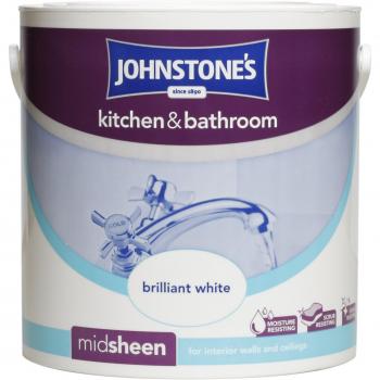Johnstone's 303966 2.5‑Liter White Emulsion for Kitchens and Bathrooms