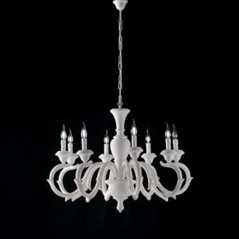 Lustre en Bois Blanc 8 Lumières Fiorenza