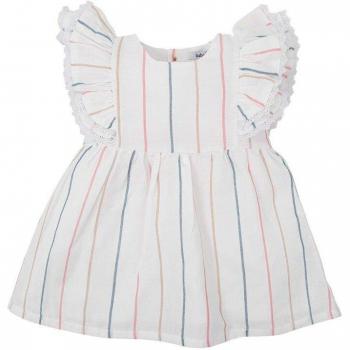 Vestido de bebé niña en algodón a rayas con volantes