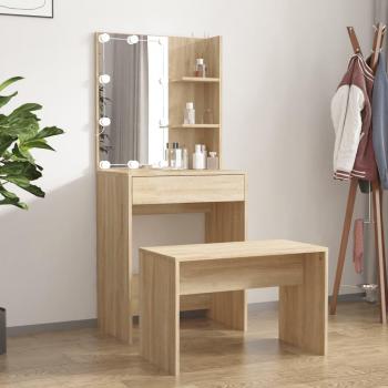 Coiffeuse avec éclairage LED Chêne sonoma Bois d'ingénierie