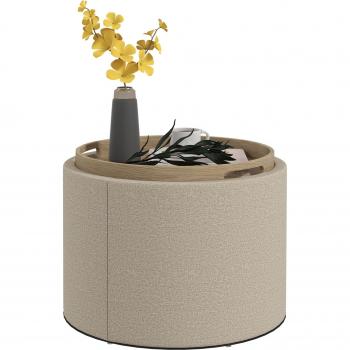 Pouf Multifonctionnel en Lin Crème et Nature