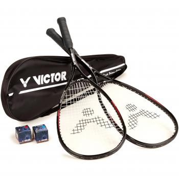 VICTOR Magan Core Black Deluxe Edition Squashset: 2 Schläger, 2 Bälle, 1 Tasche