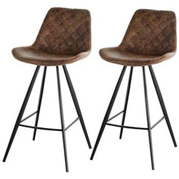 HOMCOM Set Of 2 Comfortable Microfiber Bar Stools