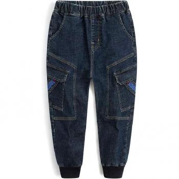 VFOCHI Dark Blue Elastic Waist Jeans for Boys 3-14T