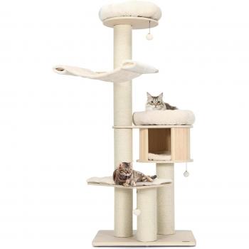Albero Felino 174 CM – Torre Naturale con Nicchia, Palline e Tiragraffi
