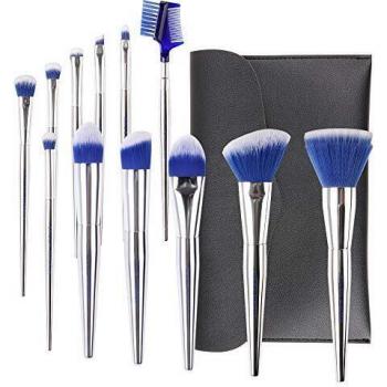 Elite Face & Eyeshadow Brush Set – 12 Pieces, Leather Pouch