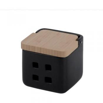 Tetera de Ajos con Acabado Negro Mate y Accesorio de Bambú