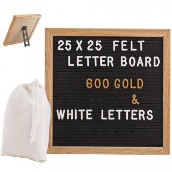 Gadgy Cadre Lettres Noir Vilt 25x25 cm – Bois, 570 Lettres Colorées + 100 Icônes – Décoration Murale Salon – Excellent Cadeau Anniversaire