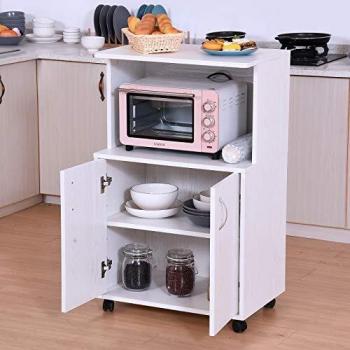 All‑In‑One Kitchen Rollator – Microwave, Shelves, 2 Doors, White