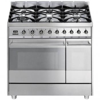 Smeg SY92PX8: 90‑inch Dual Fuel Kitchen Range with Pyro Cavity, Stainless Steel Design
