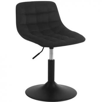 Woltu Drehstuhl Barhocker, Samtbezug, 360° drehbar, Sitzhöhe 38-49,5 cm, Schwarz