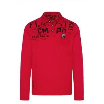 Poloshirt CAMP DAVID Gr. L, rot (flight rot), Herren, Material: 100% Baumwolle, bedruckt, bestickt, Shirts, aus Baumwolle
