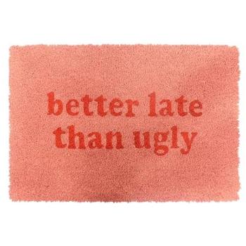Relaxdays Paillasson Rose 60x40 cm – Tapis « Better Late » antidérapant