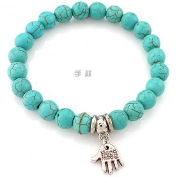 Stylish Turquoise Stone Bracelet with Cross and Tree Charms